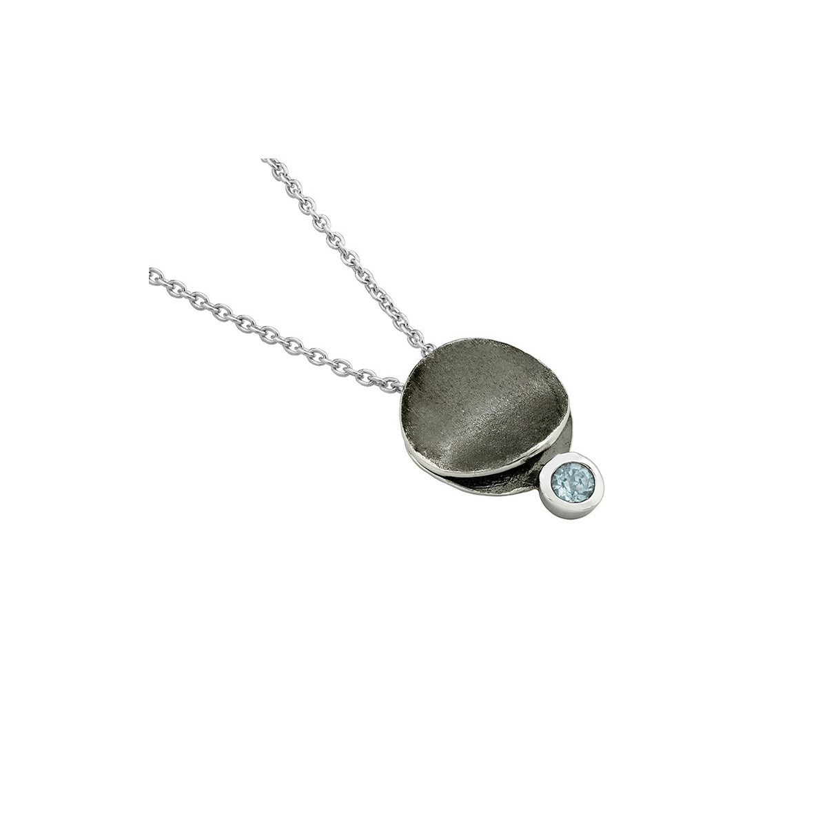 MOON Necklace in Silver. Black Ruthenium