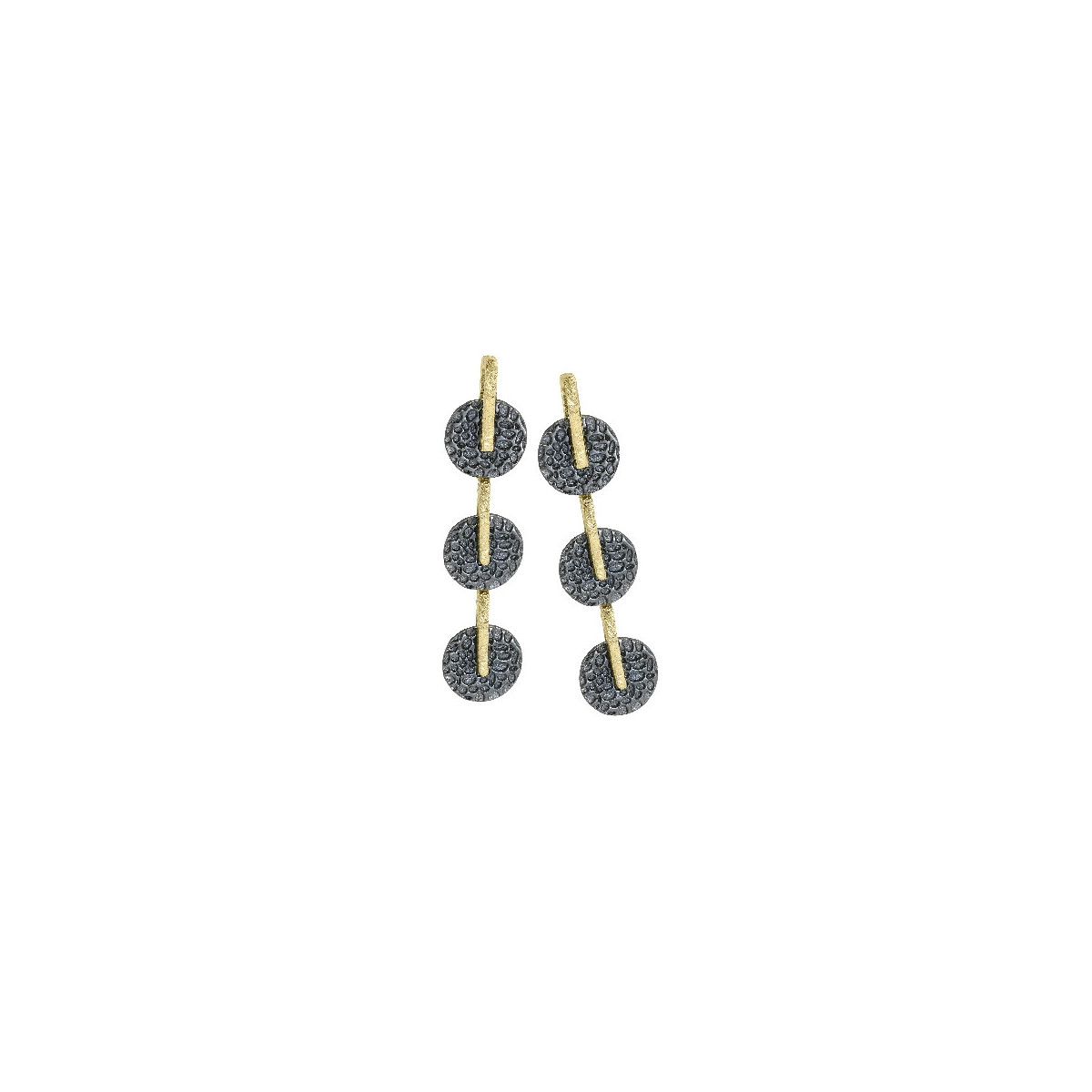 KYMBAL Earrings in Silver. Black Ruthenium and 18k Gold Vermeil