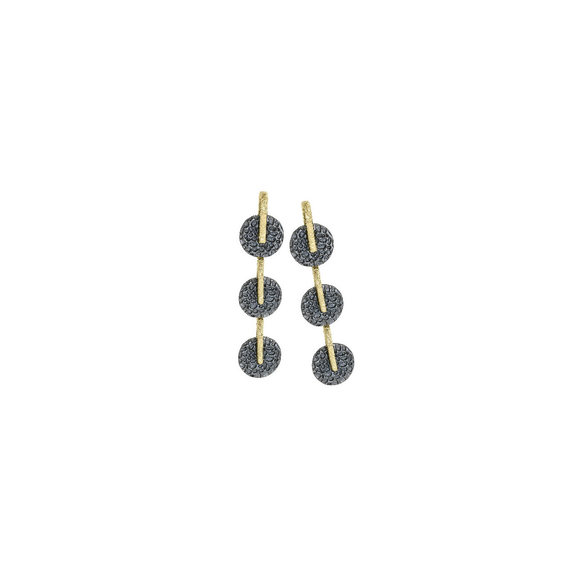 Pendientes KYMBAL de Plata. Baño de Oro 18k y Rutenio Negro