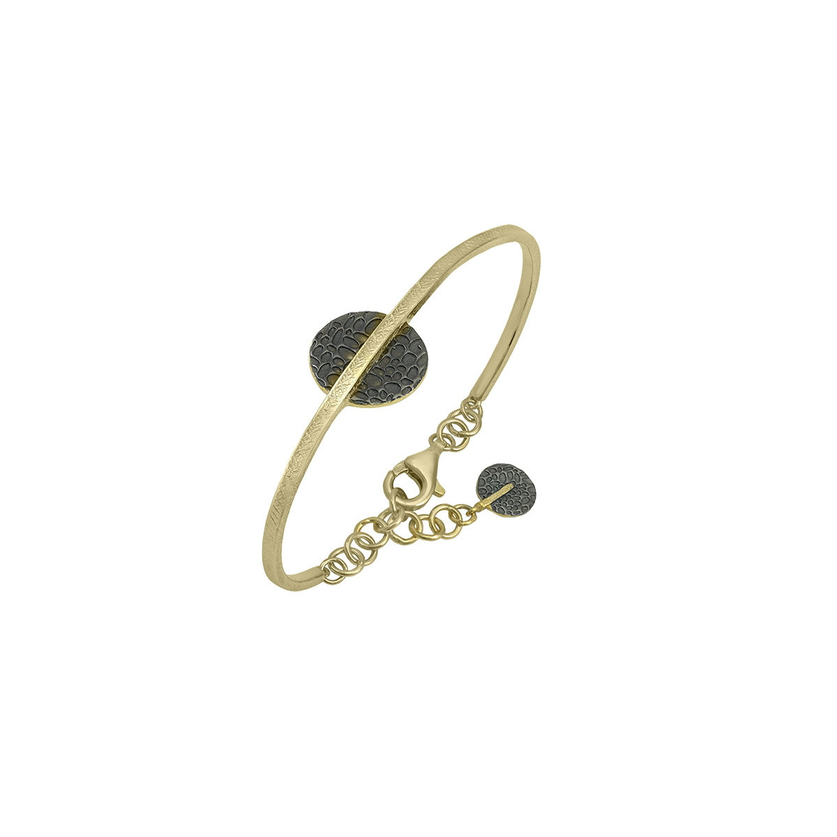 Brazalete KYMBAL de Plata. Baño de Oro 18k y Rutenio Negro