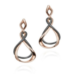 PENDIENTES VENICE de Plata. Baño Oro Rosa 18k y Rutenio Negro