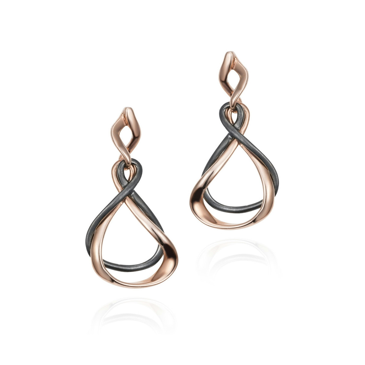 VENICE Earrings in Silver. Black Ruthenium and 18k Rose Gold Vermeil