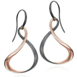 PENDIENTES VENICE de Plata. Baño Oro Rosa 18k y Rutenio Negro