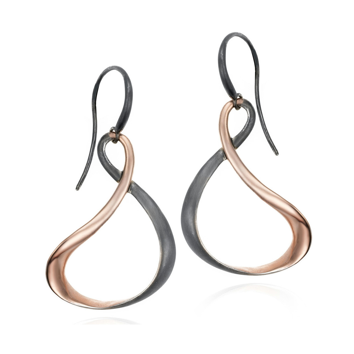 VENICE Earrings in Silver. Black Ruthenium and 18k Rose Gold Vermeil