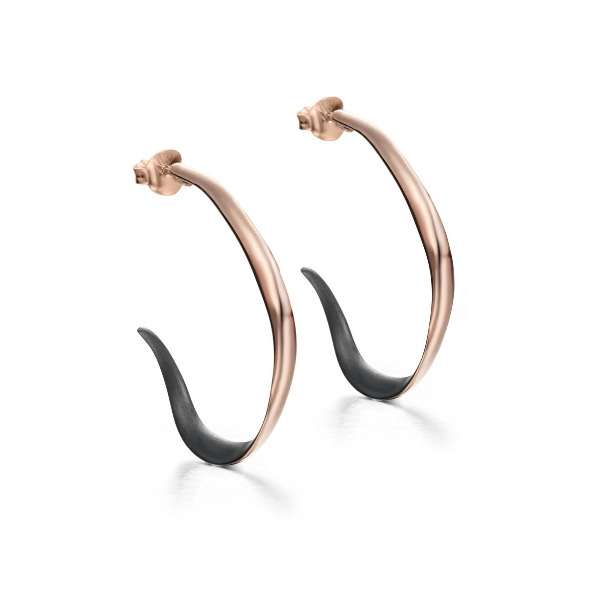 VENICE Earrings in Silver. Black Ruthenium and 18k Rose Gold Vermeil