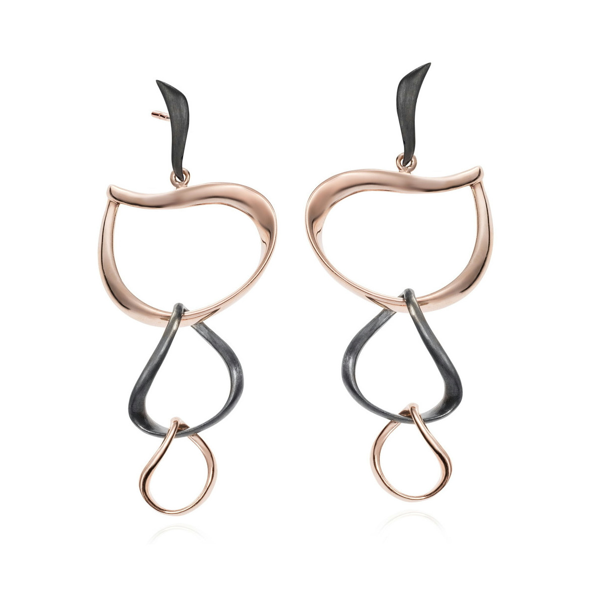 VENICE Earrings in Silver. Black Ruthenium and 18k Rose Gold Vermeil