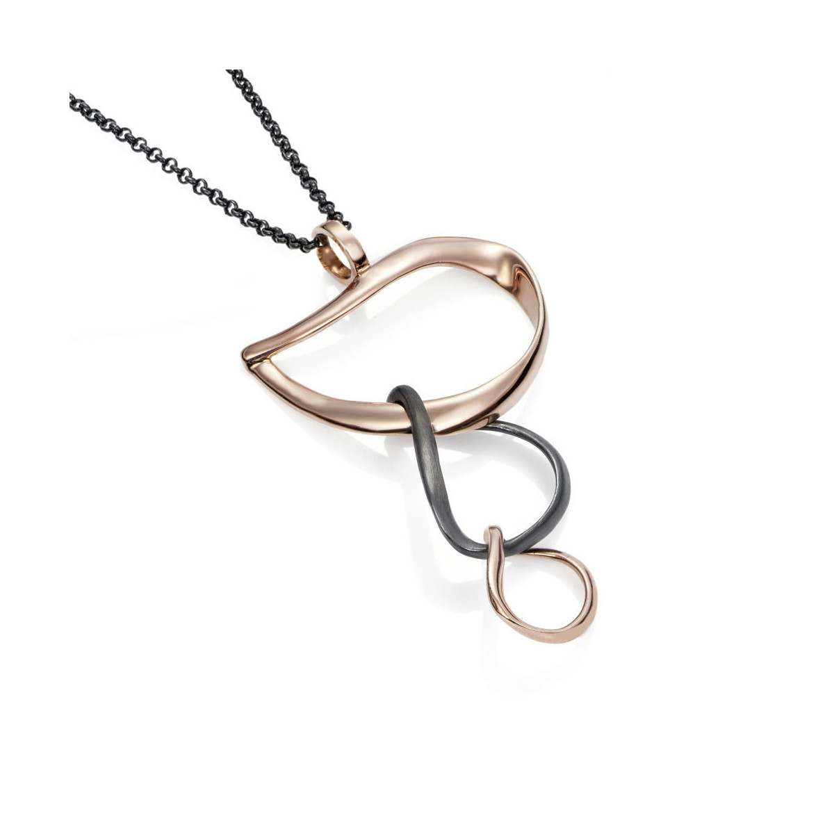 VENICE Pendant in Silver. Black Ruthenium and 18k Rose Gold Vermeil