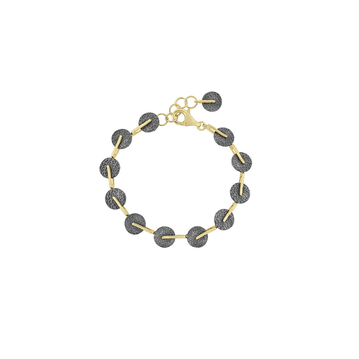 Pulsera KYMBAL de Plata. Baño de Oro 18ky Rutenio Negro