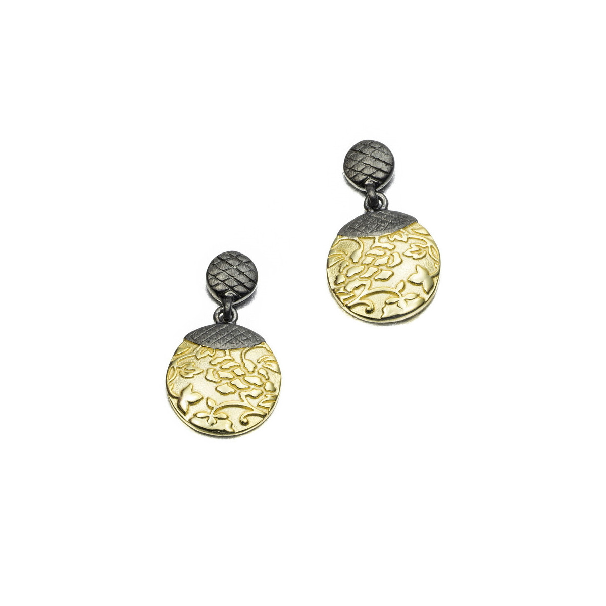 TOKYO Earrings in Silver. Black Ruthenium and 18k Gold Vermeil