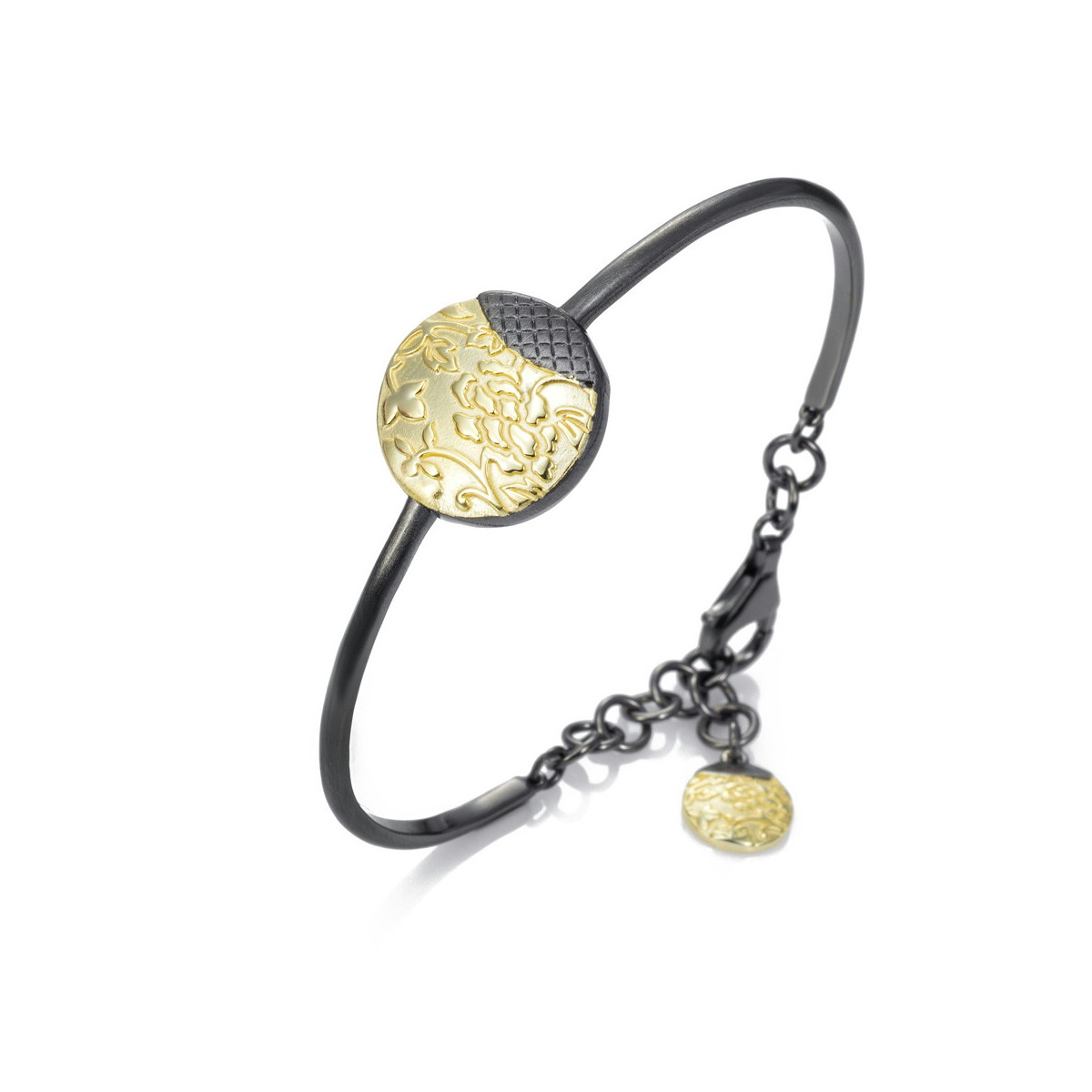 Pulsera TOKYO de Plata. Baño de Oro 18k  y Rutenio Negro