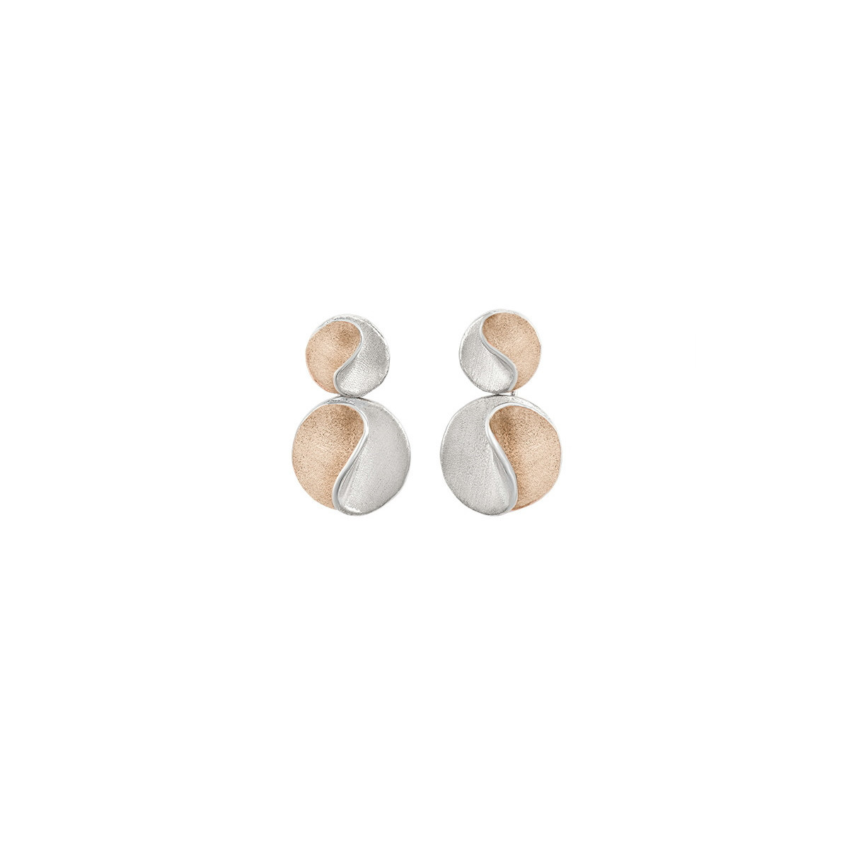 SUN Earrings in Silver. 18k rose Gold Vermeil