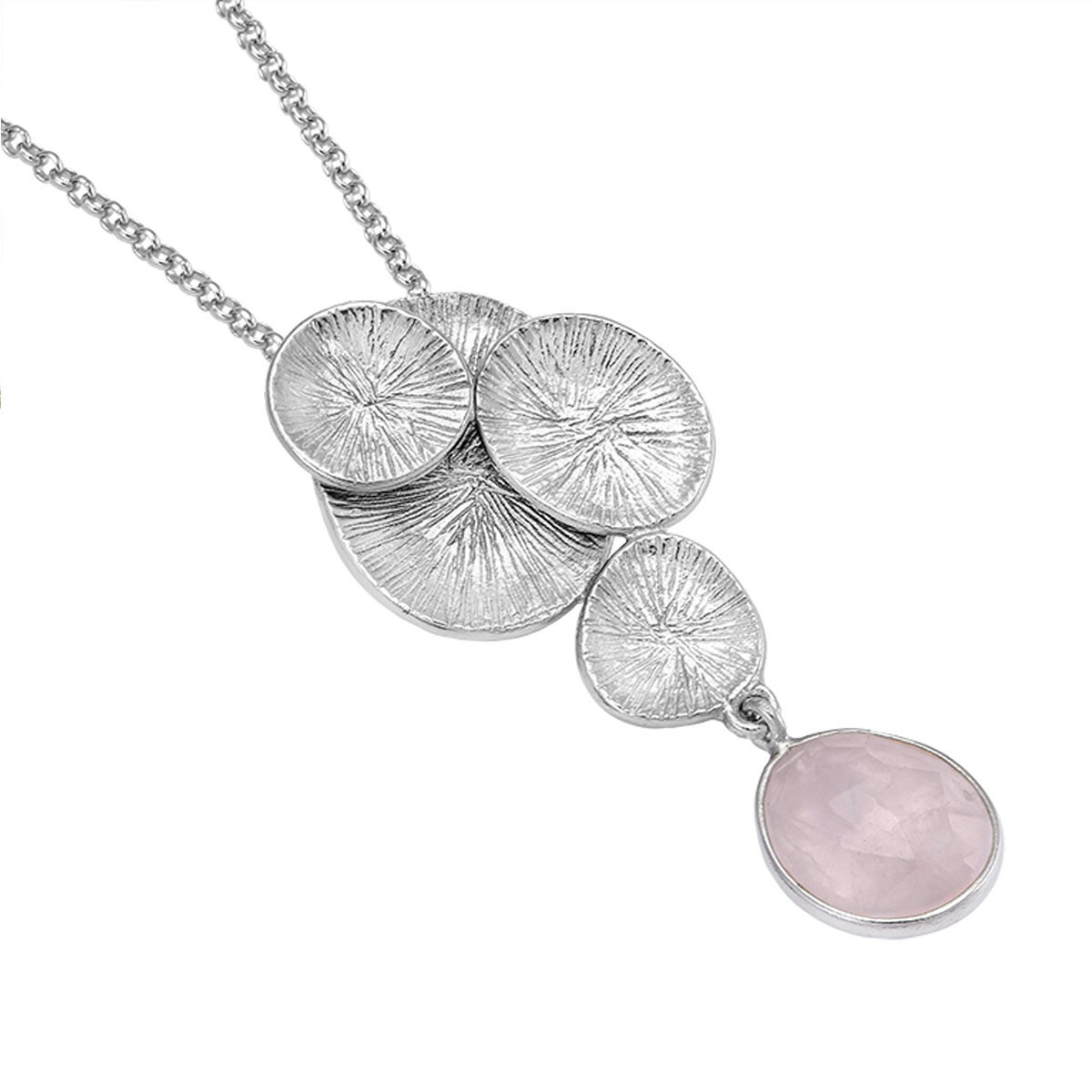 LILY Pendant in Silver with Rose Quartz LILY Pendant in Silver with Rose Quartz