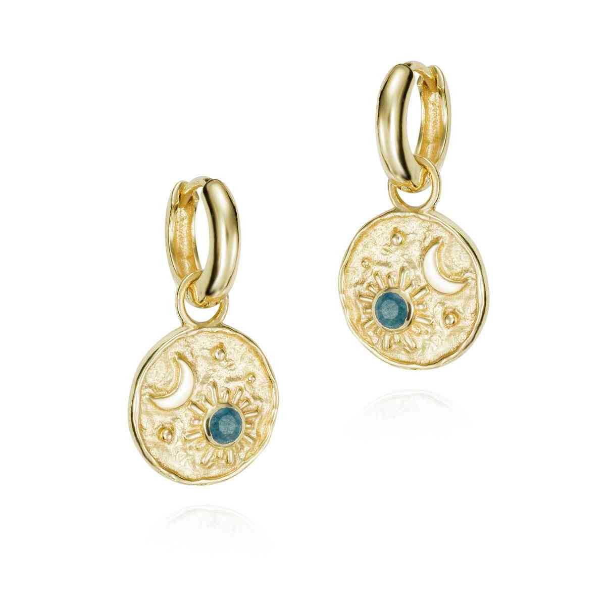 Pendientes LUNA de Plata. Baño de Oro 18k