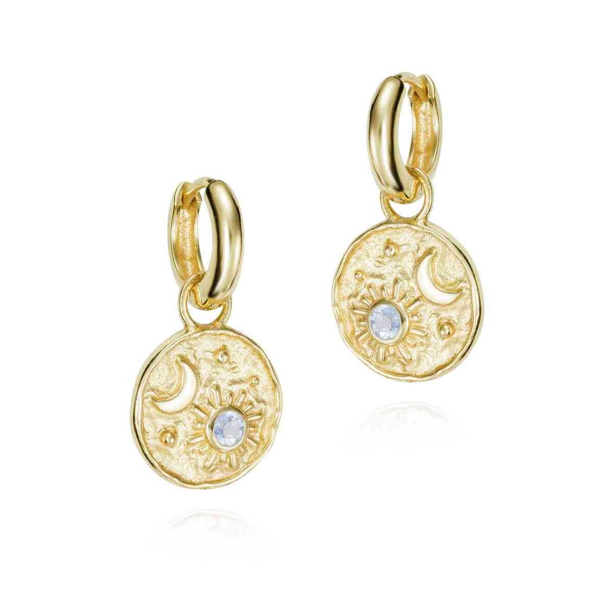 Pendientes LUNA de Plata. Baño de Oro 18k