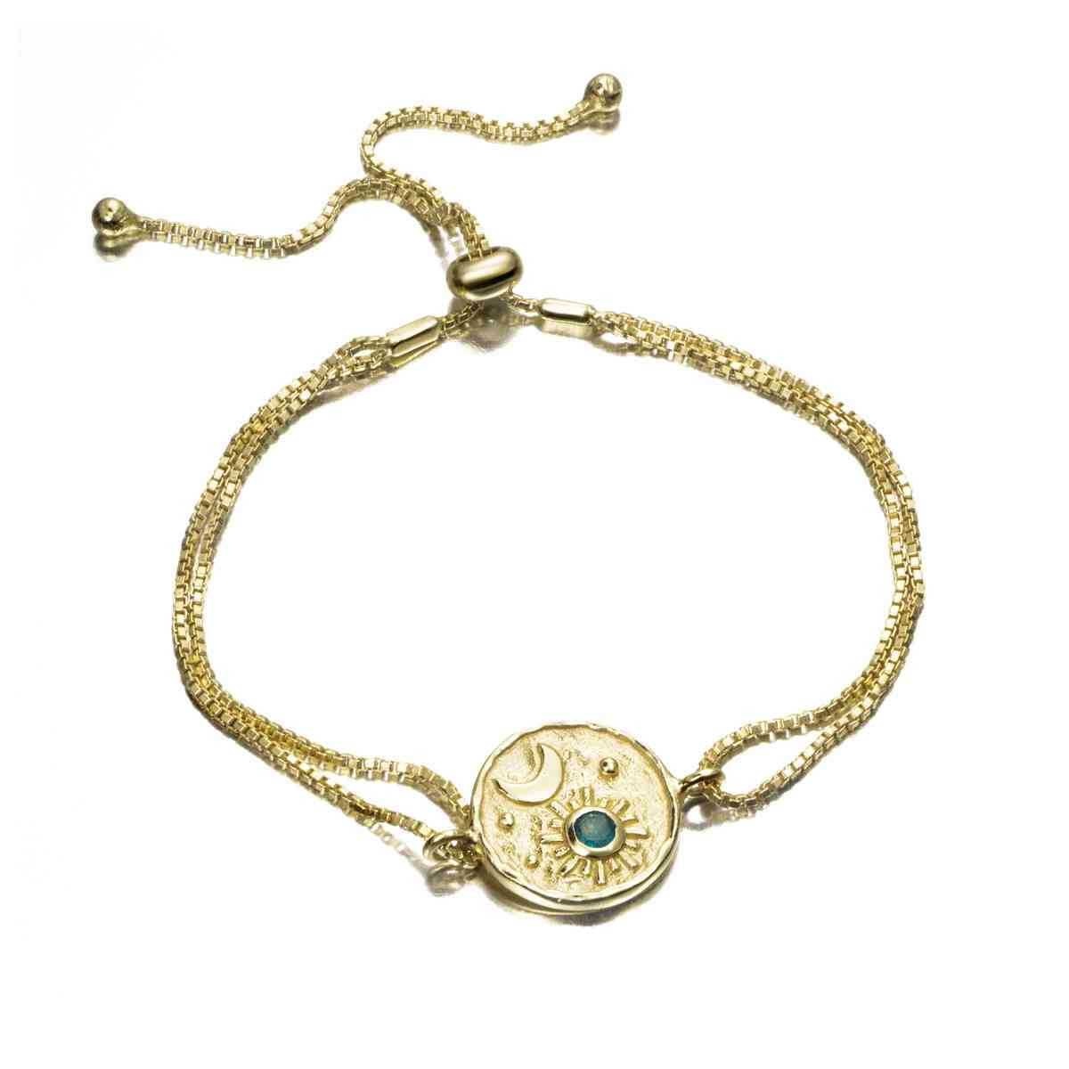 Pulsera LUNA de Plata. Baño de Oro 18k