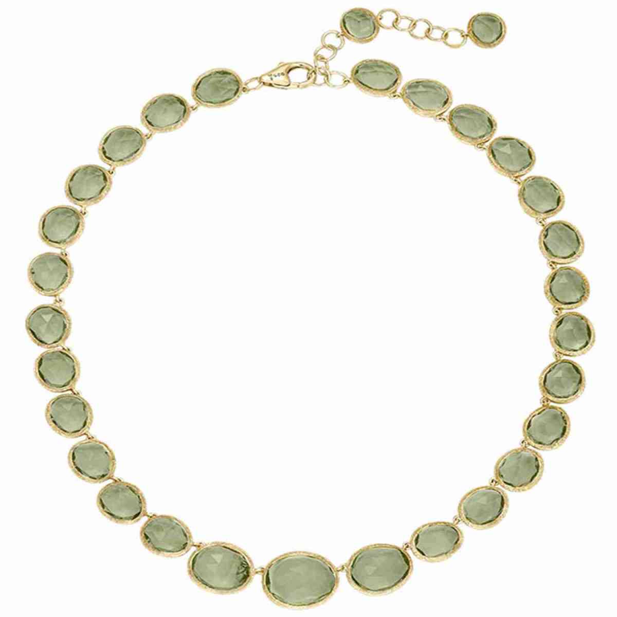 Green Amethyst Necklace in Sterling Silver with 18k Gold Vermeil