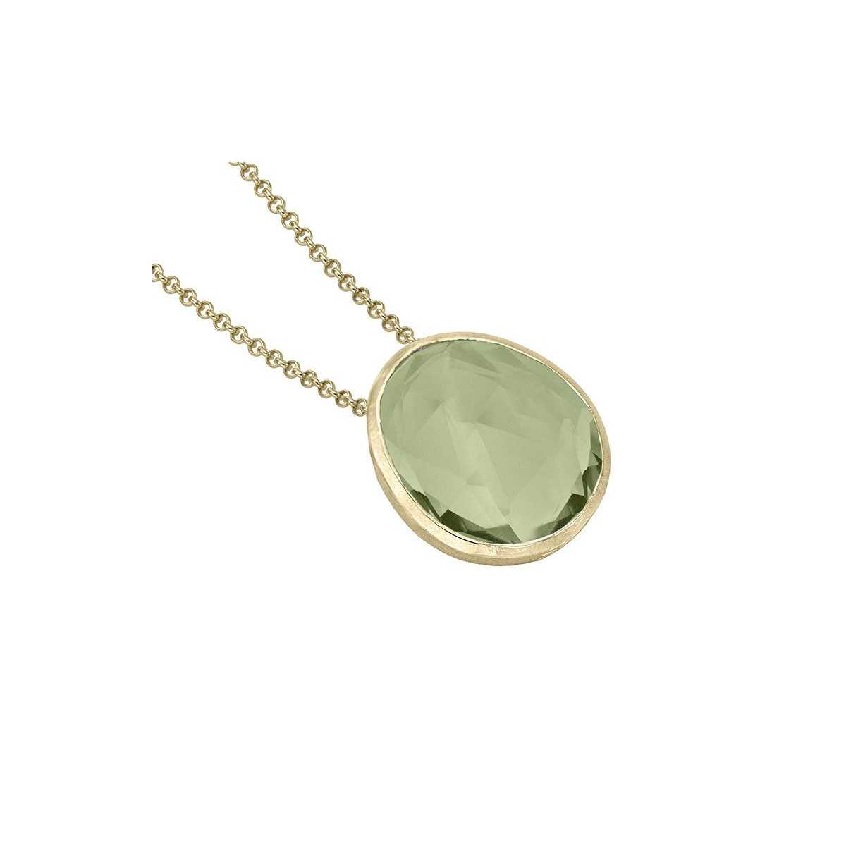 Colgante Amatista Verde de plata con Baño de Oro 18k