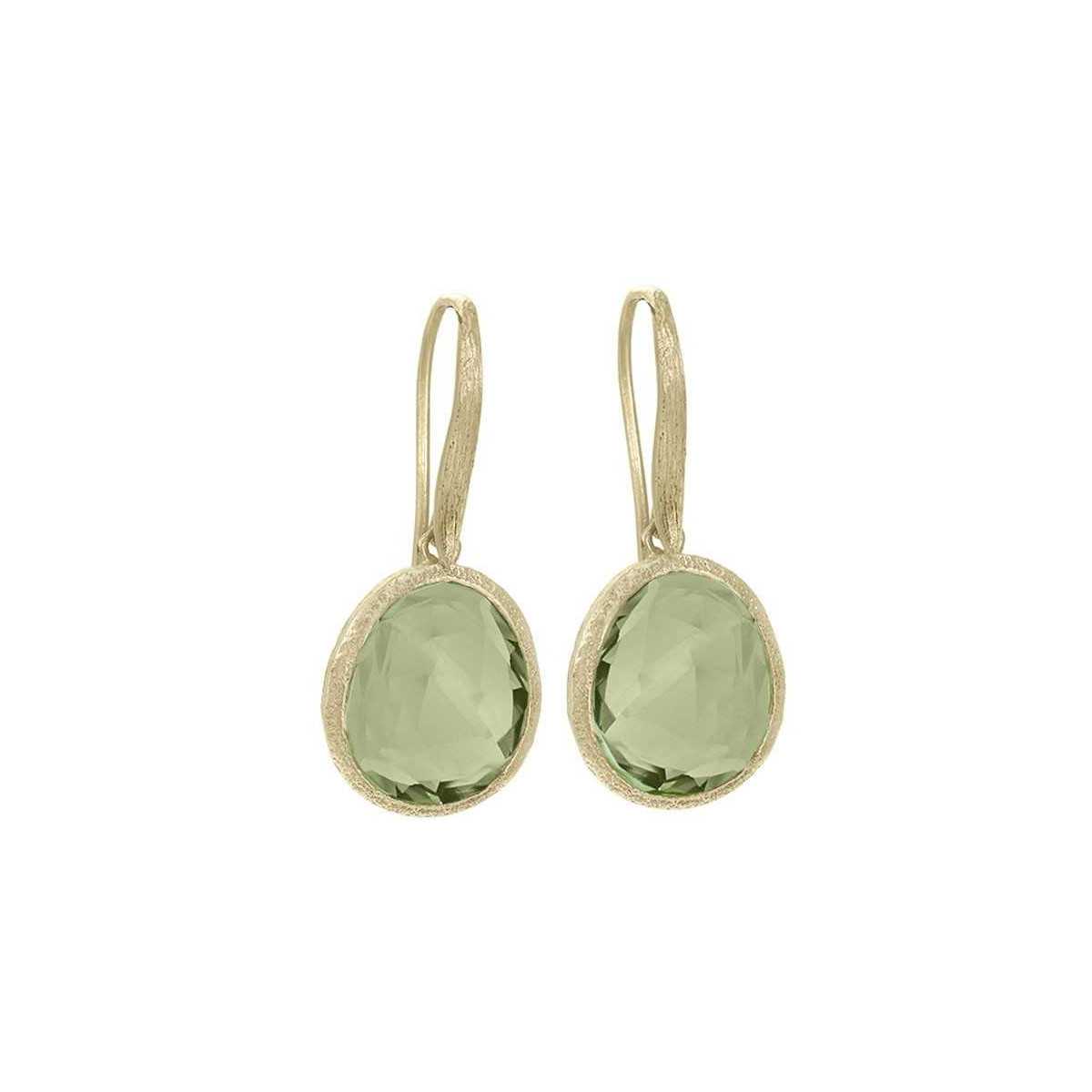 Green Amethyst Hook Earrings in Sterling Silver with 18k Gold Vermeil
