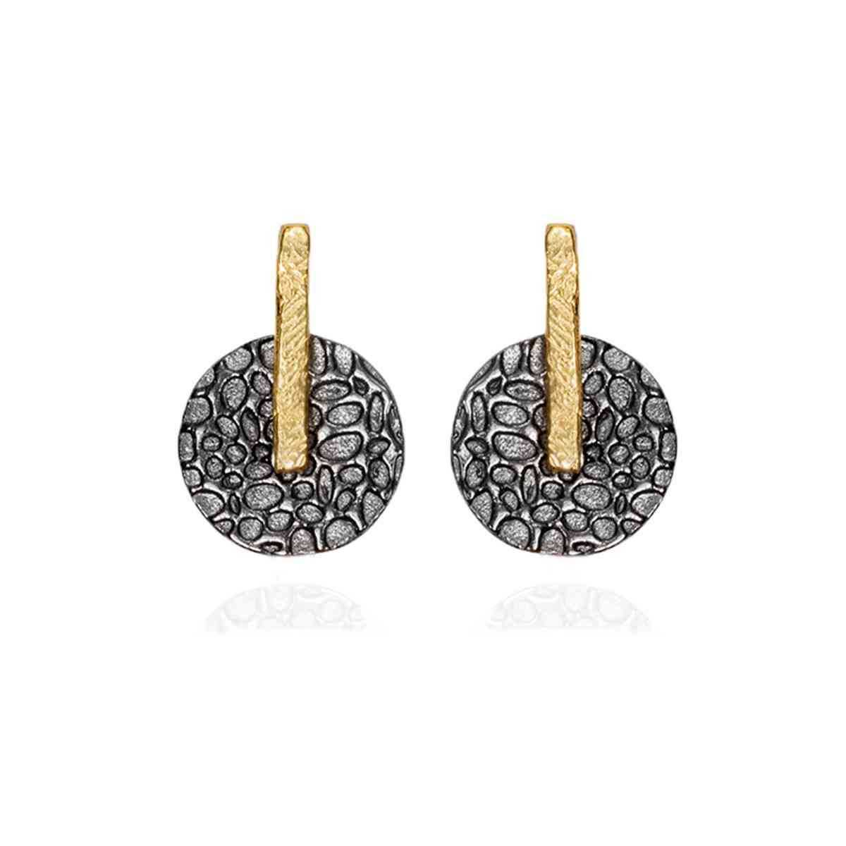 KYMBAL Earrings in Silver. Black Ruthenium and 18k Gold Vermeil