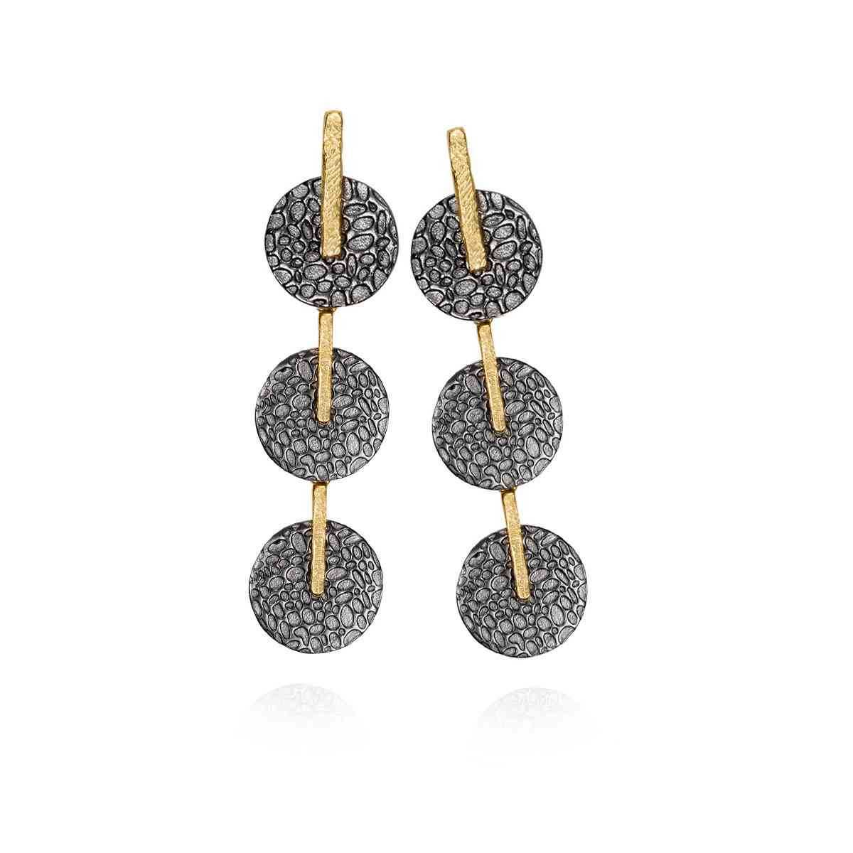 KYMBAL Earrings in Silver. Black Ruthenium and 18k Gold Vermeil