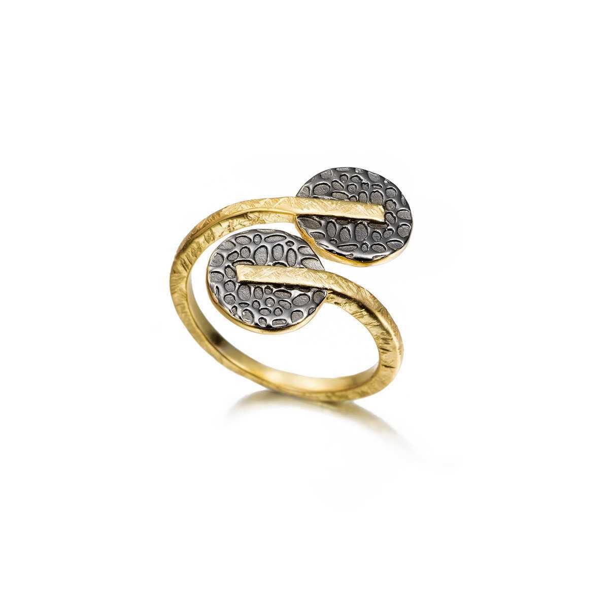 Anillo KYMBAL de Plata. Baño de Oro 18k y Rutenio Negro