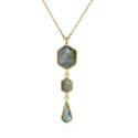 Colgante LABRADORITA plata/baño oro