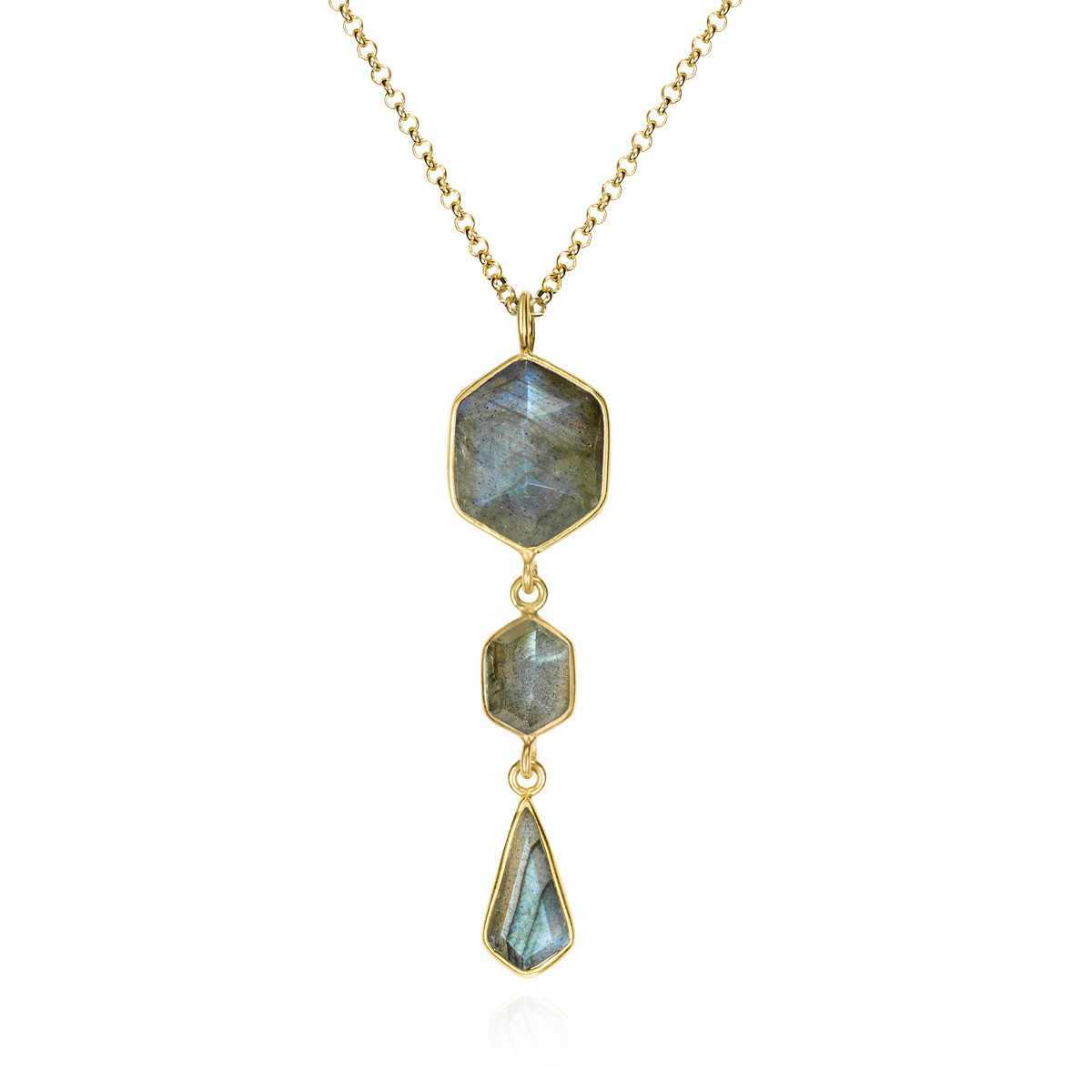 Colgante LABRADORITA plata/baño oro