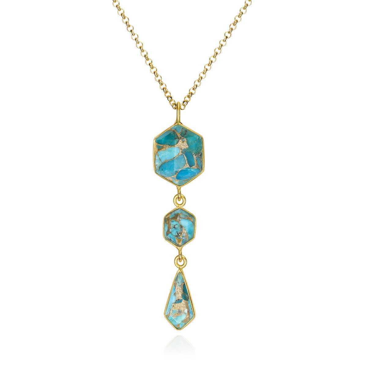 Colgante TURQUESA plata/baño oro