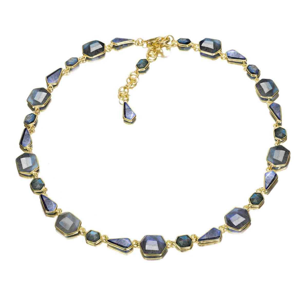 Collar LABRADORITA plata/baño oro
