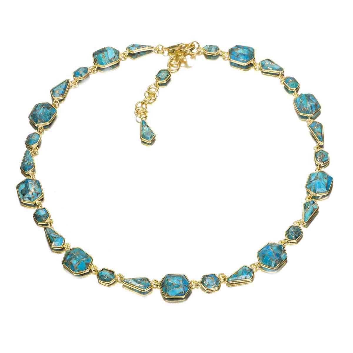 Collar TURQUESA plata/baño oro