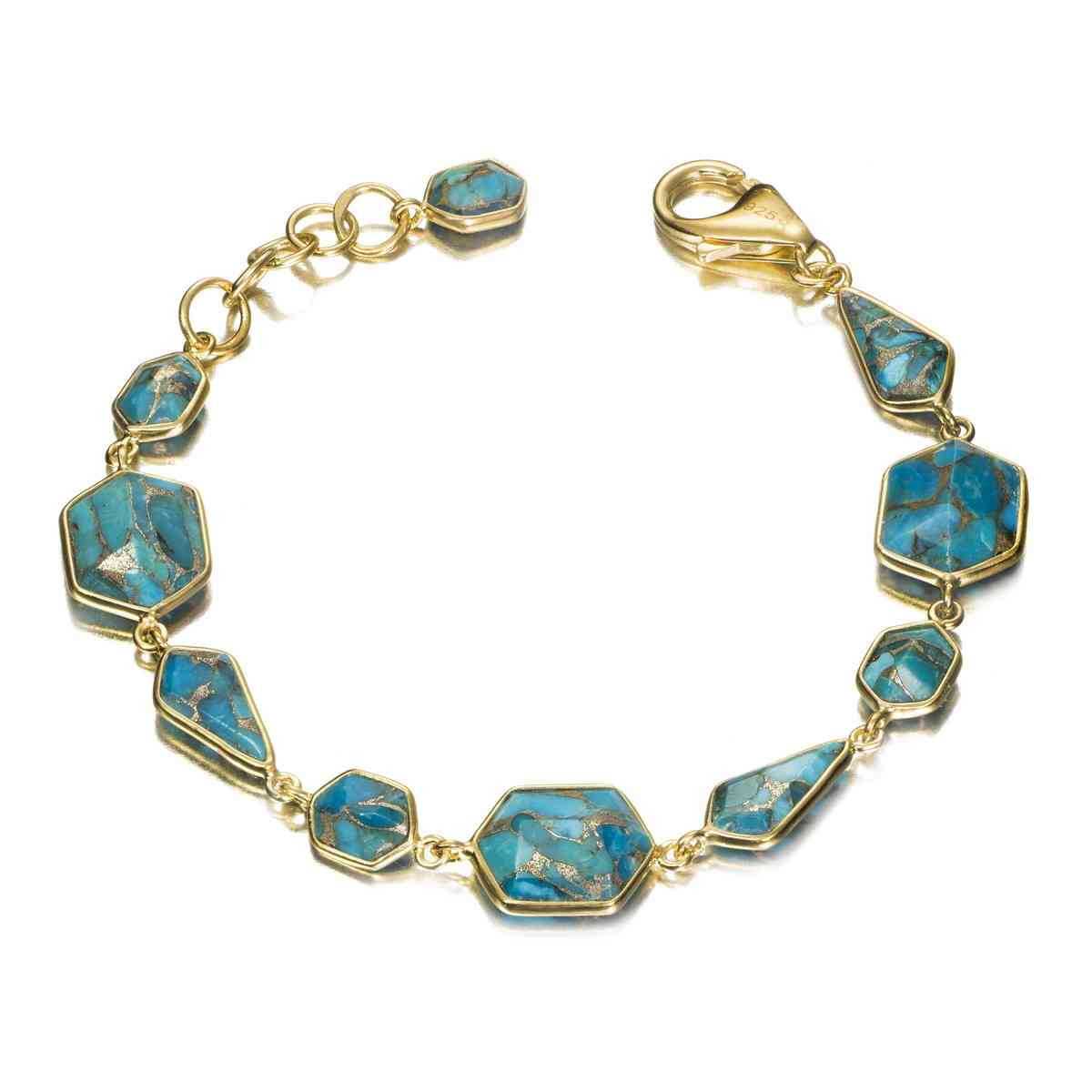 TURQUOISE bracelet sterling silver/gold vermeil
