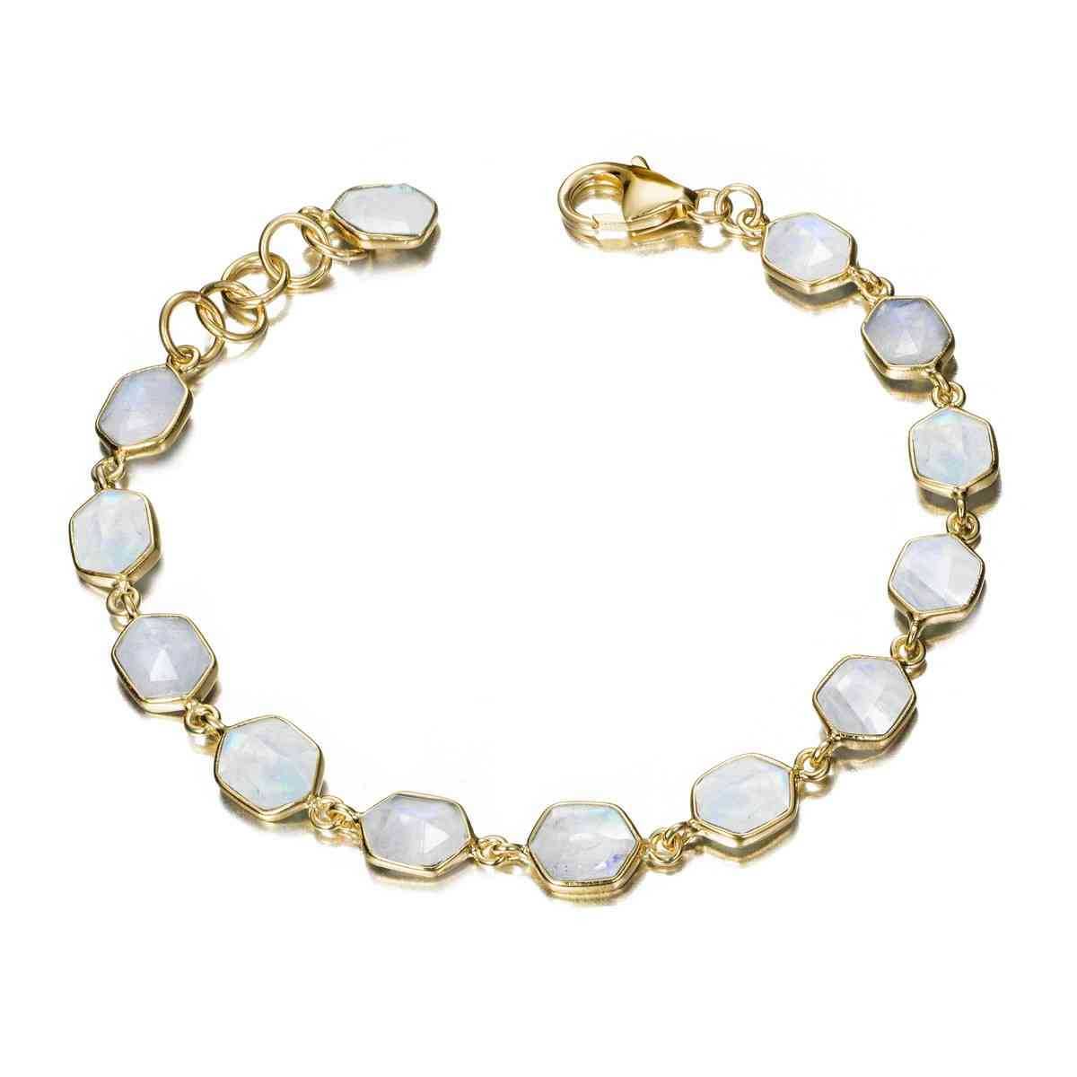 RAINBOW MOONSTONE bracelet sterling silver/gold vermeil