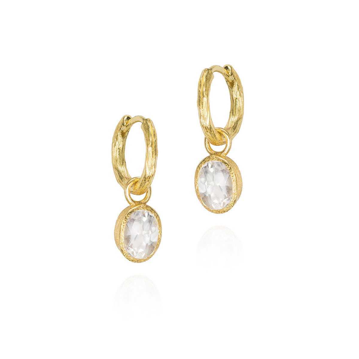 WHITE TOPAZ earrings sterling silver/gold vermeil