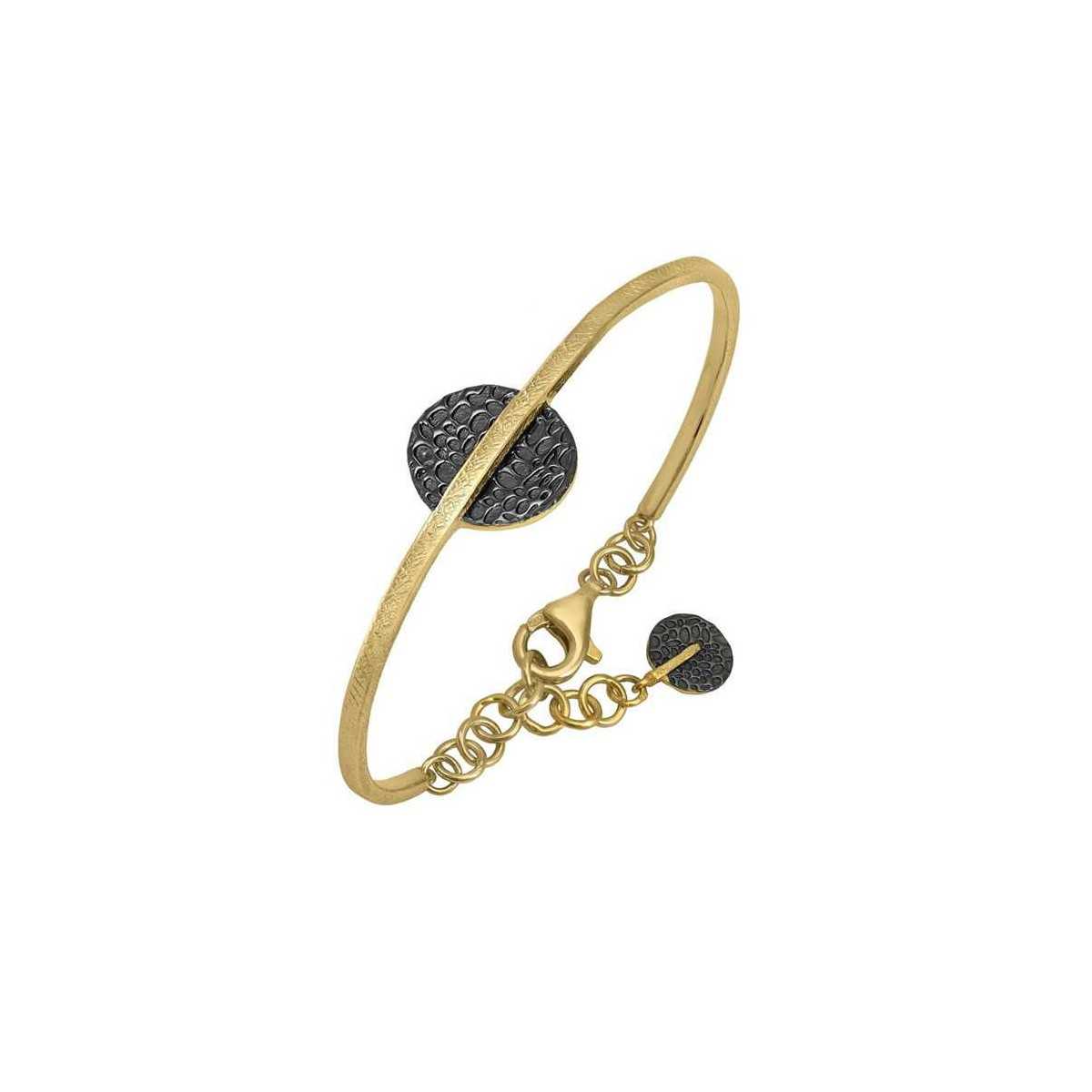 Brazalete KYMBAL de Plata. Baño de Oro 18k y Rutenio Negro