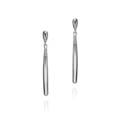 Modern long silver earrings