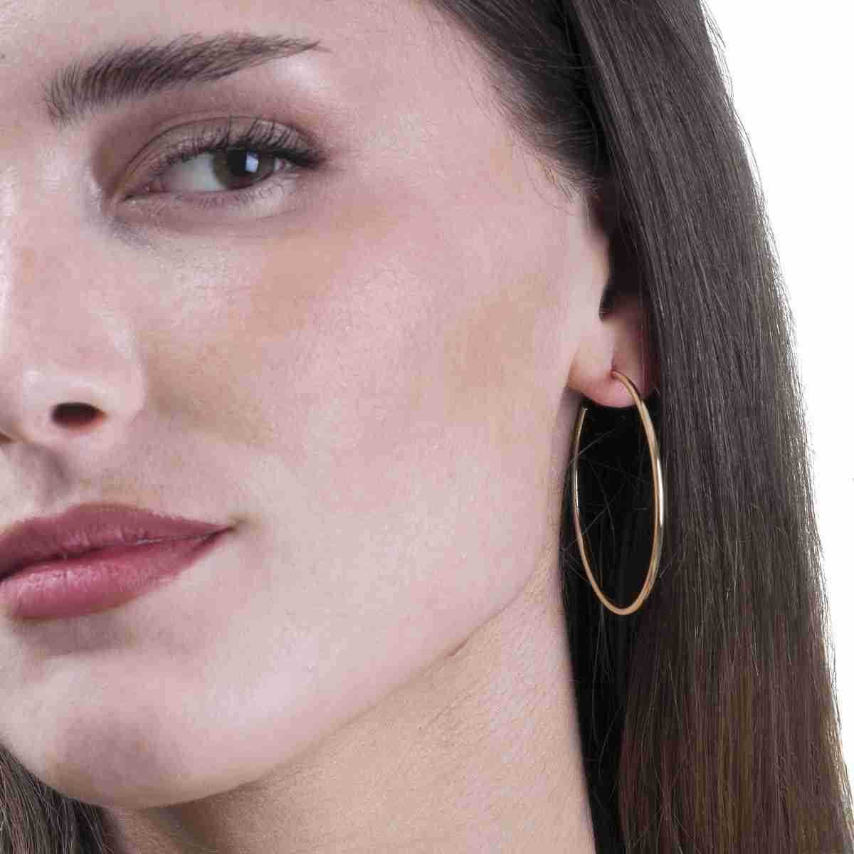 Pendientes de aro fino en Plata con Baño de Oro