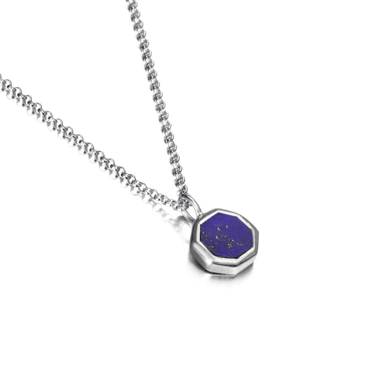 Hexagonal Lapislazuli Pendant in Silver