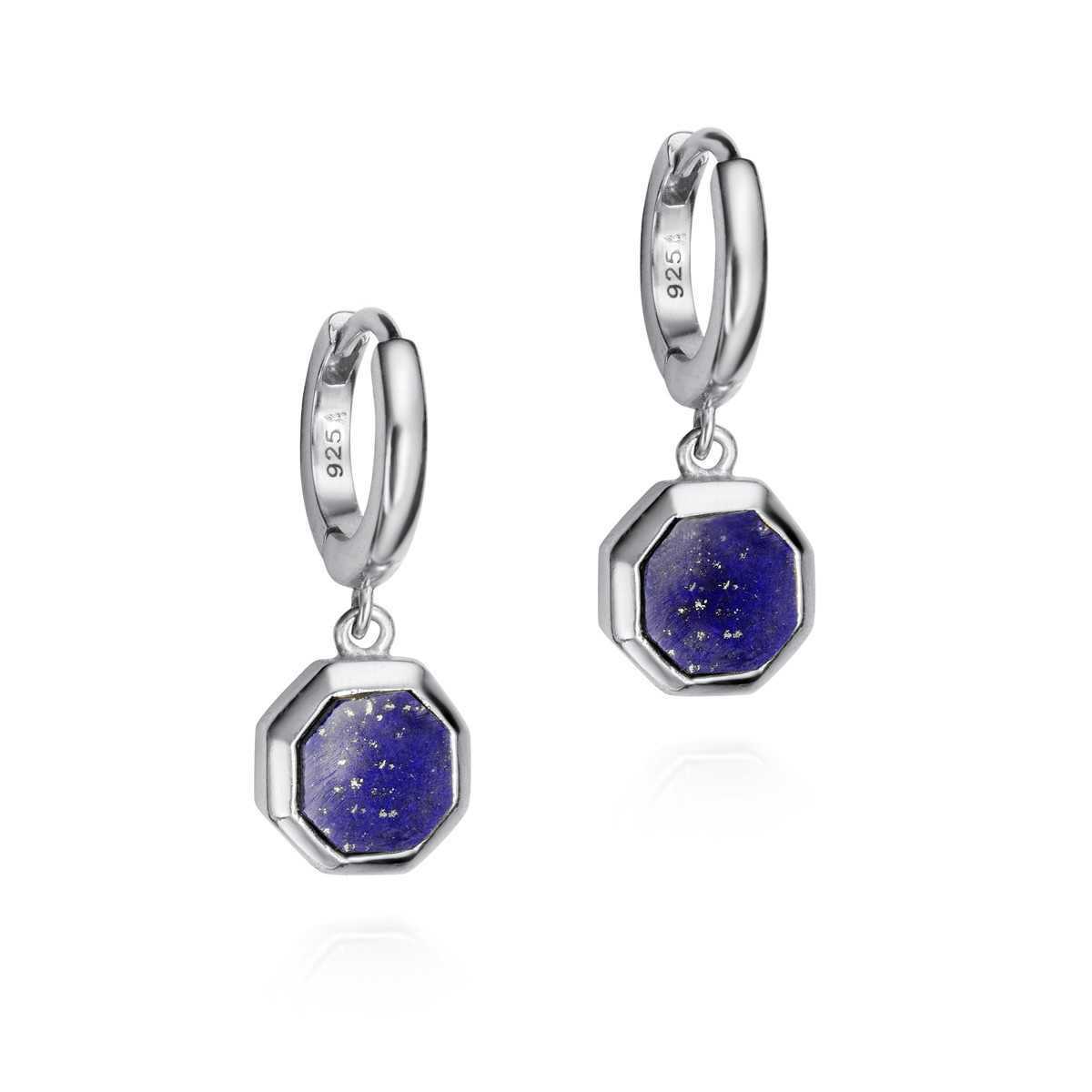Pendientes hexagonales de Lapislázuli en Plata