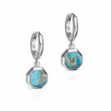 Hexagonal Turquoise Earrings in Silver