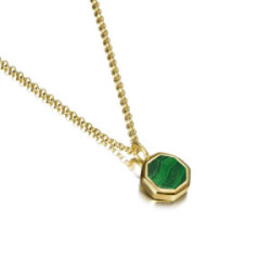 Hexagonal Malachite Pendant in Silver with Gold vermeil