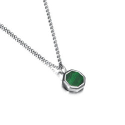 Hexagonal Malachite Pendant in Silver