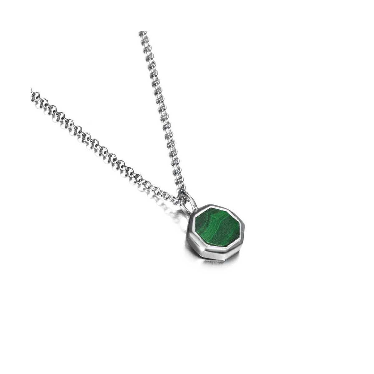 Colgante hexagonal de Malaquita en Plata