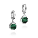 Pendientes hexagonales de Malaquita en Plata
