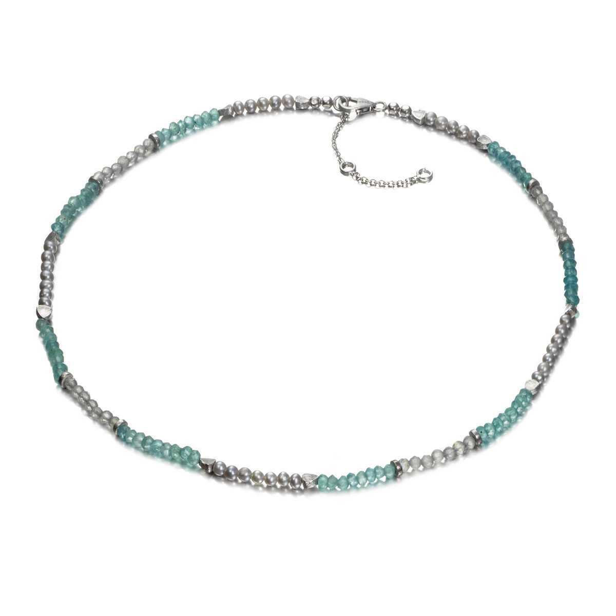 Necklace in sterling silver with natural gemstones