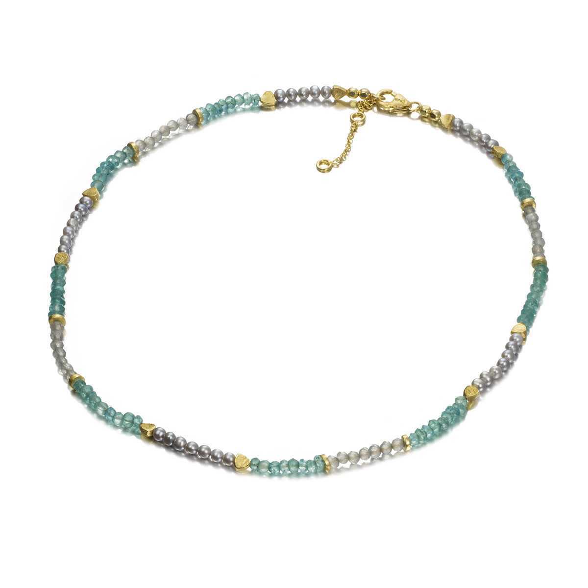 Necklace with 18k gold vermeil over silver and natural gemstones