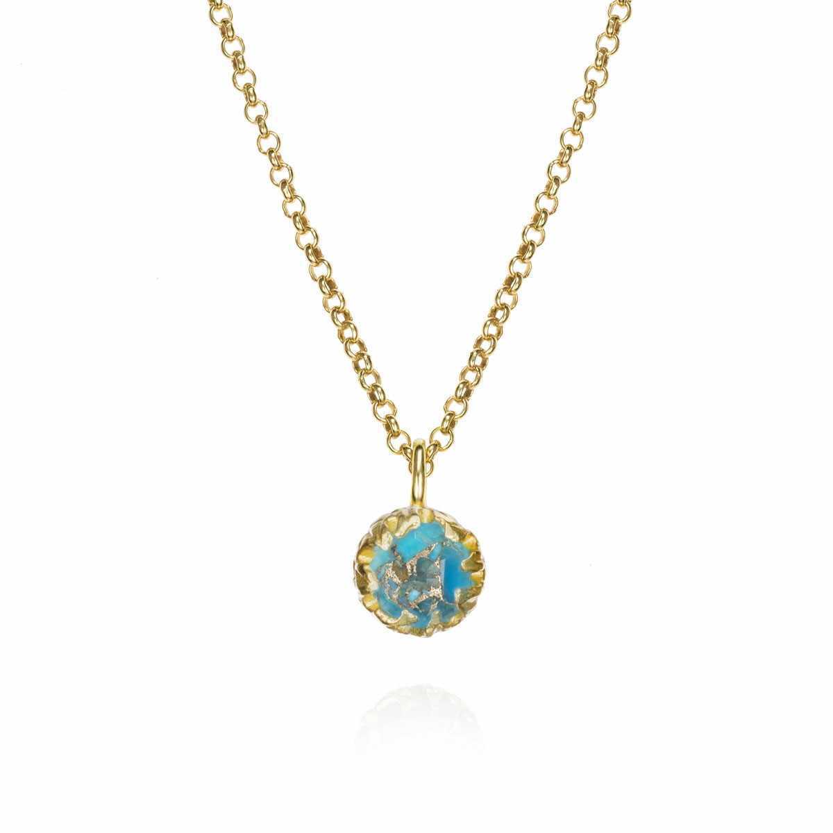 Turquoise pendant in sterling silver with 18K gold vermeil