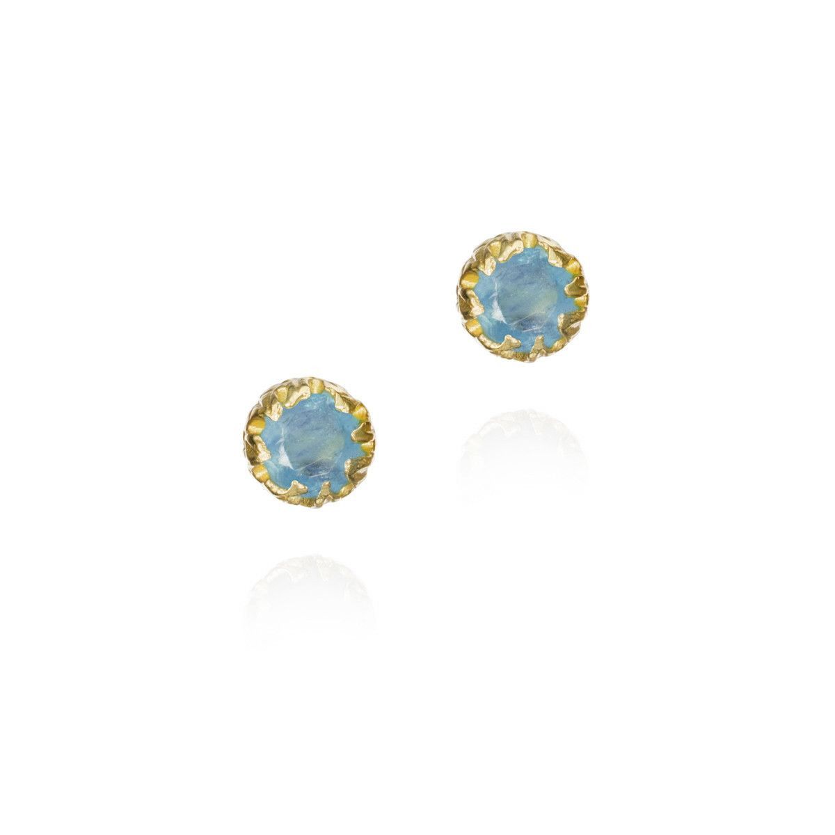 Aquamarine stud earrings in sterling silver with 18k gold vermeil