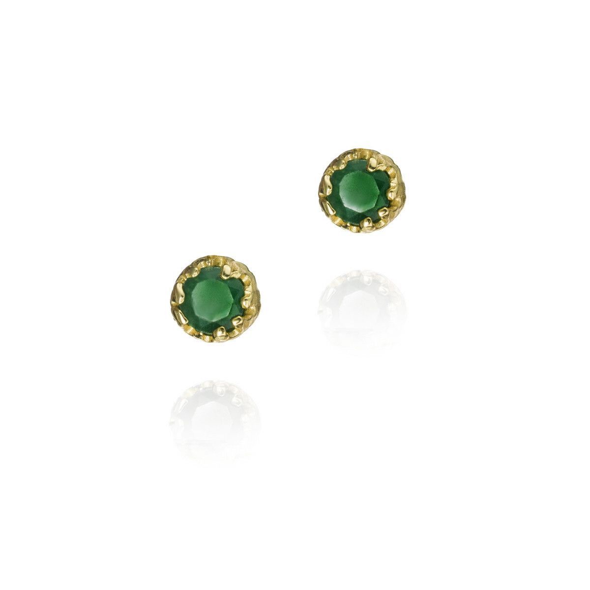 Emerald stud earrings in sterling silver with 18k gold vermeil