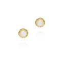 Rainbow Moonstone stud earrings in sterling silver with 18k gold vermeil