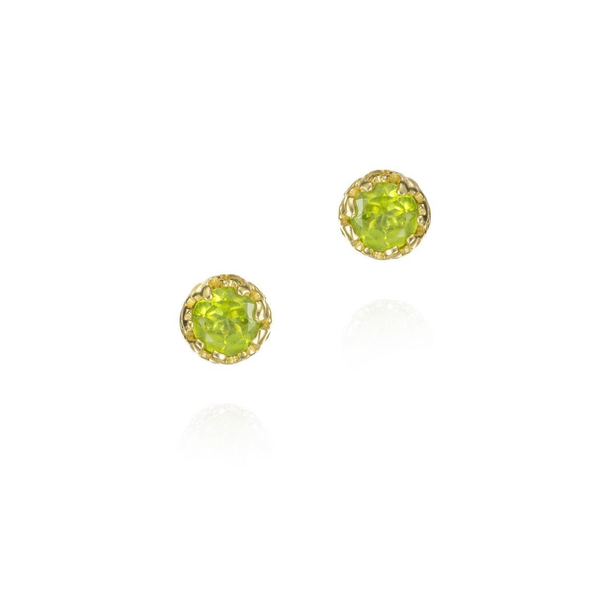 Peridot stud earrings in sterling silver with 18k gold vermeil